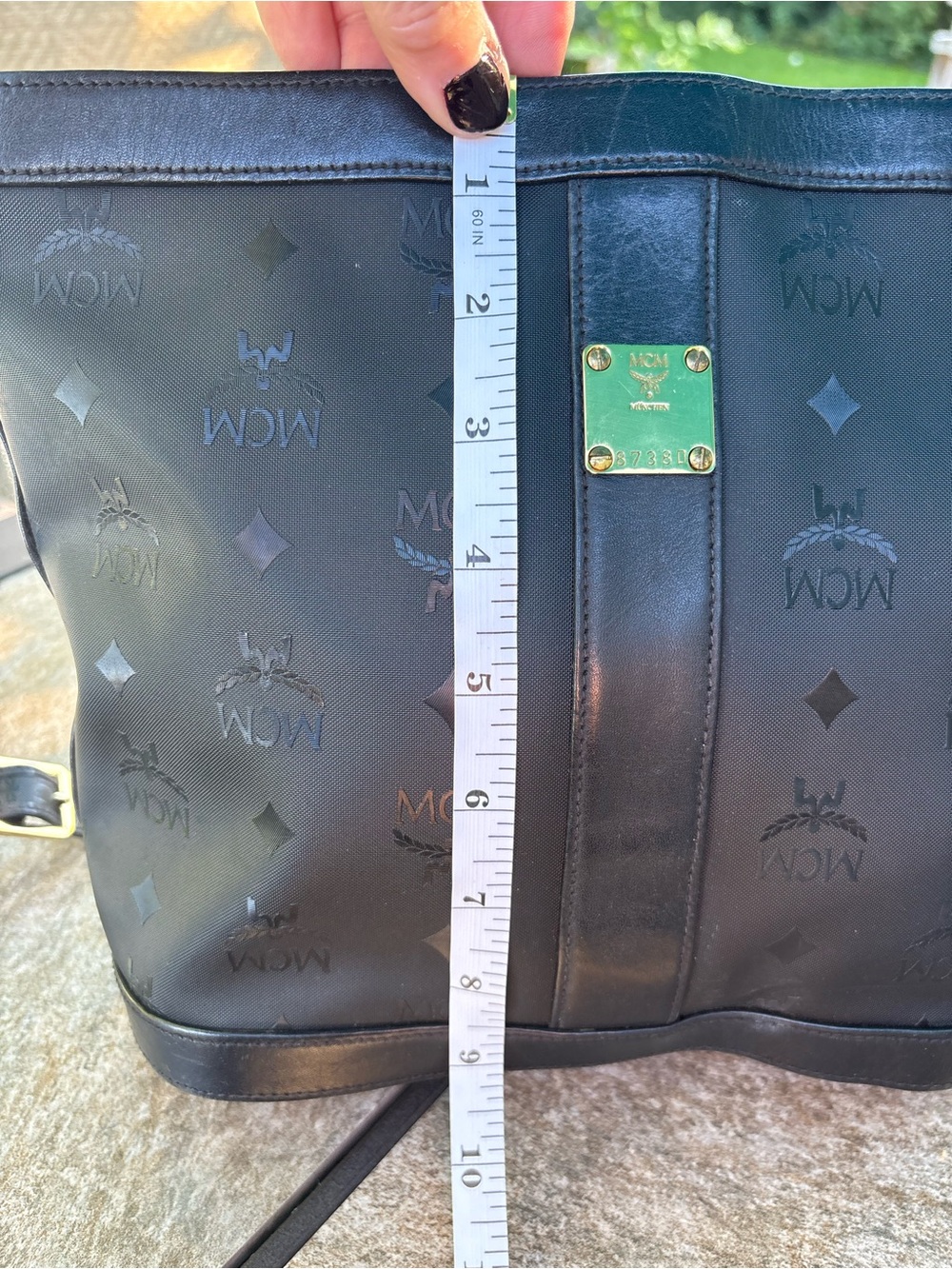 MCM Black Monogram Crossbody Bag with Gold-Tone Hardware - Picture 11 of 14